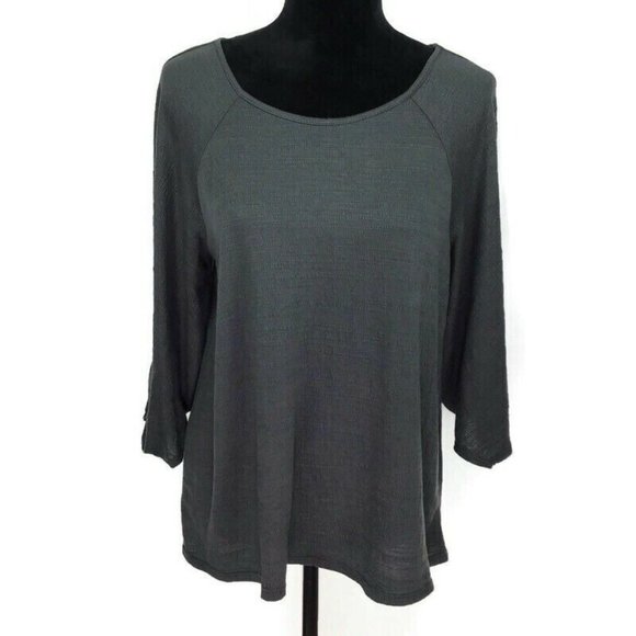 Max Studio Charcoal Twisted Puffed 3/4 Sleeve Lightweight Top NEW $78 Gray XS - Picture 2 of 4